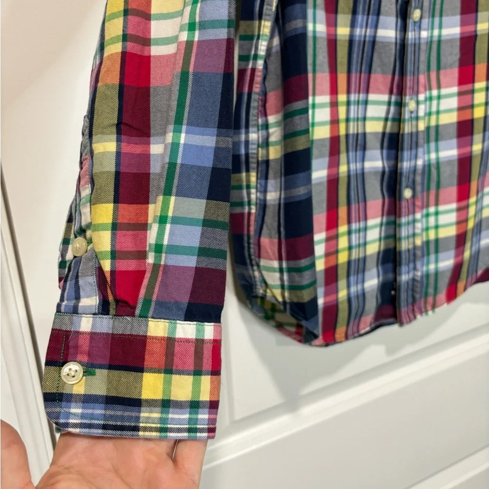 Ralph Lauren Boys Plaid Button Down Shirt Size Large